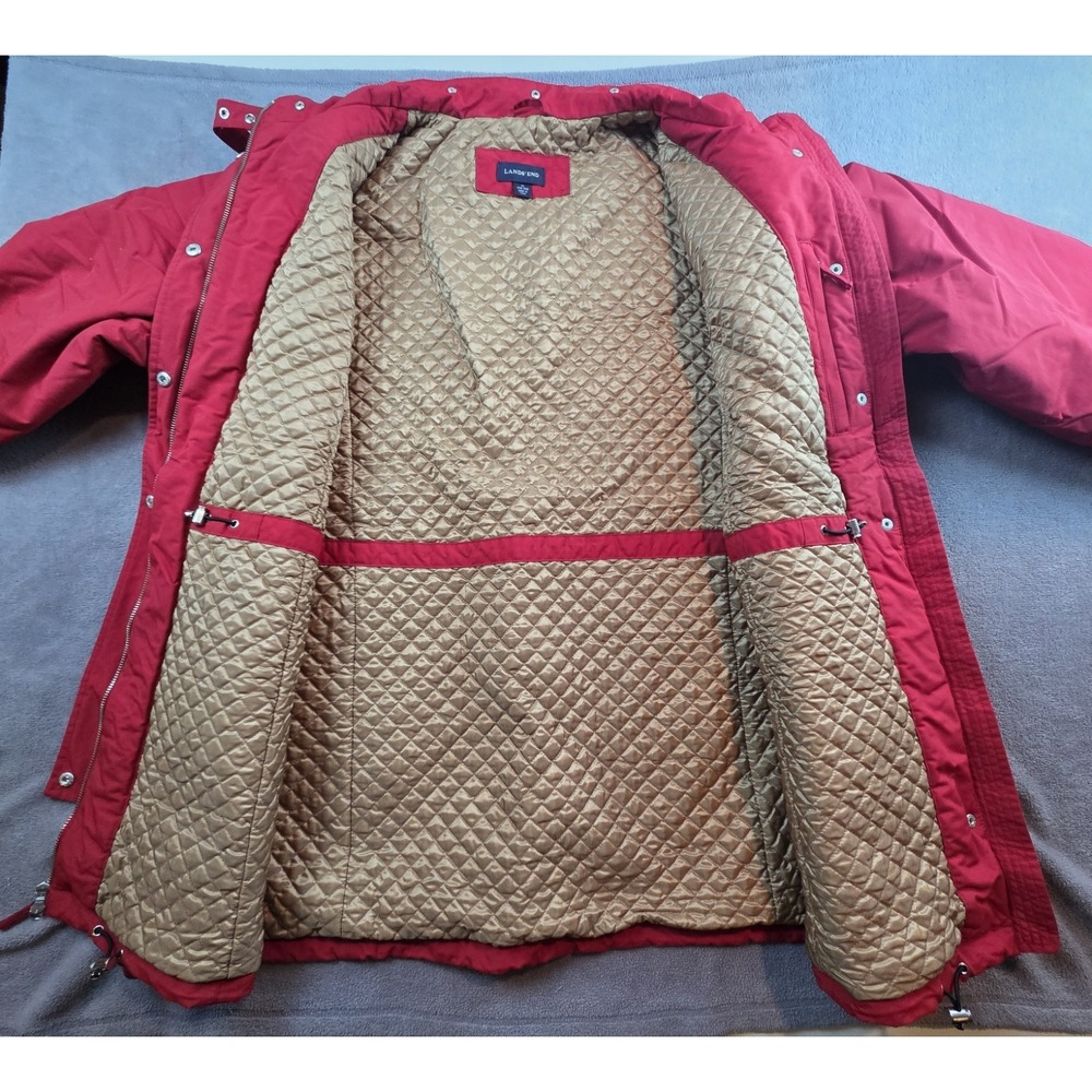 Lands End Coat Womens 3X 24W-26W Red Utility Field Chore Jacket Full Zip Buckle